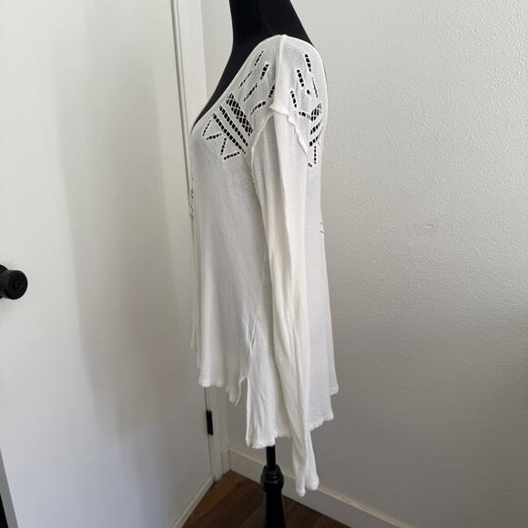 WE THE FREE People Moonrise Cutwork Thermal Shirt Top White Blouse Tunic - xs - Picture 5 of 8
